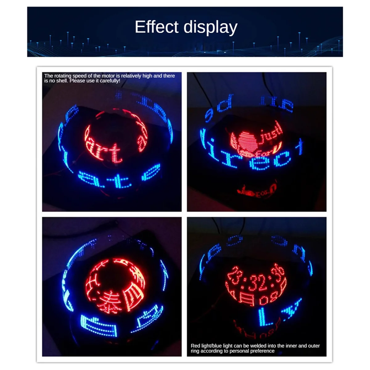 Dual Axis Spherical Rotating LED Kit Color Clock Display Remote Control Microcontroller DIY Electronic No Downloader