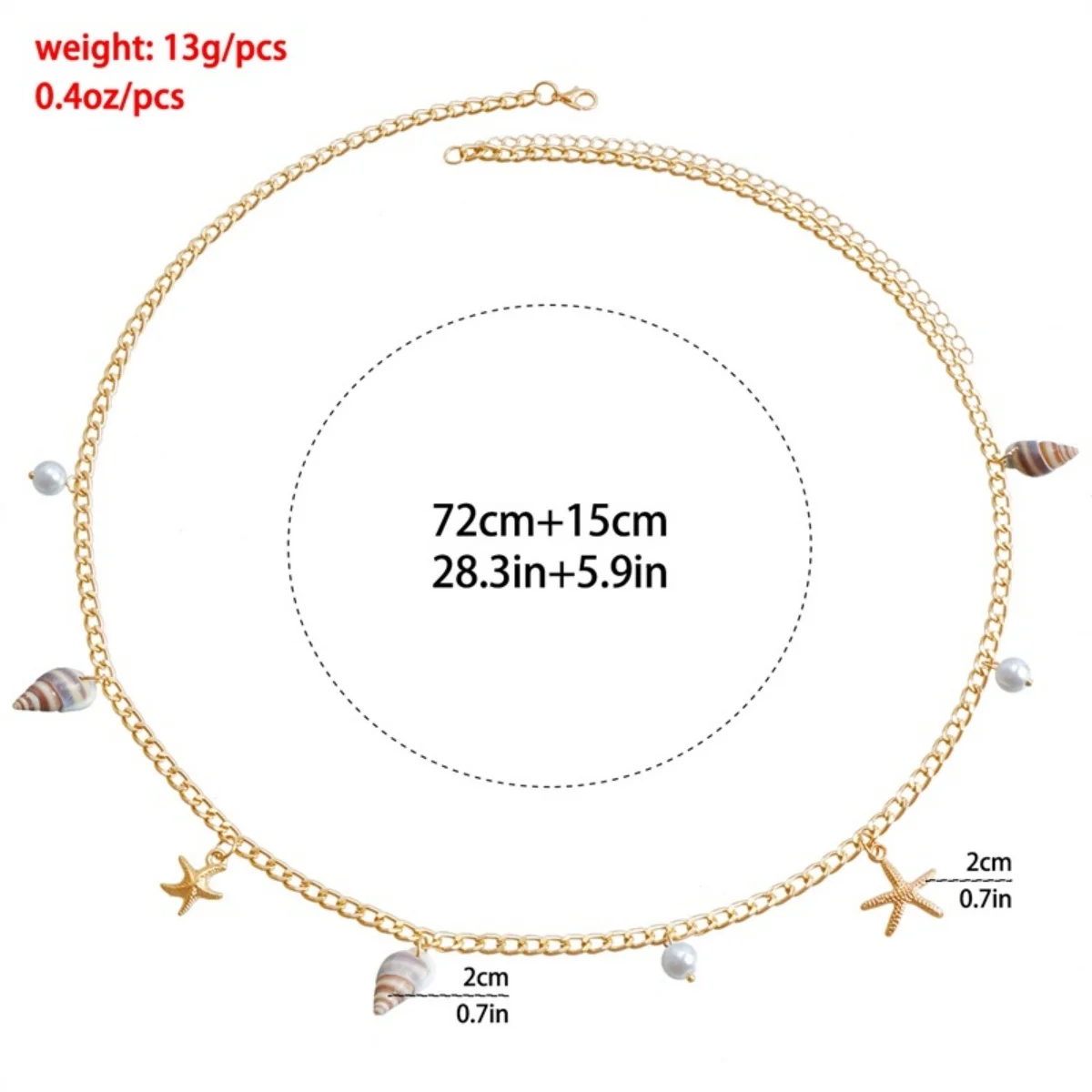 Seestern-Imitation Muschel-Perlen Halskette Armband Taillenkette Set für Damen und Herren Seestern Strand Urlaub Schmuckset – Detail 16