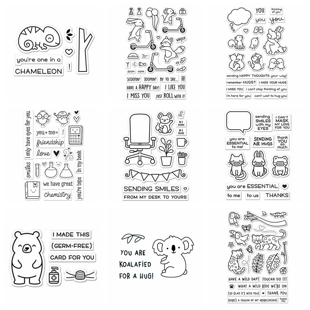 Chameleon Clear Stamps and Cutting Dies Koala Rubber Stamps For DIY Scrapbooking Album Card Making Decoration Paper Craft