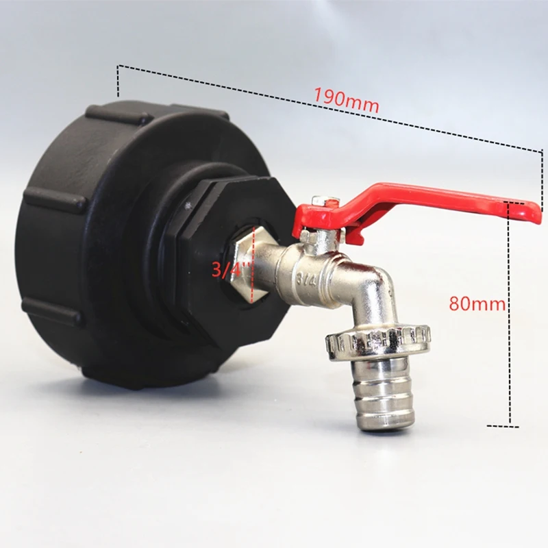 IBC Outlet Faucet 3/4 Inch IBC Adapter S100x8 Brass IBC Ball Outlet Valve Faucet Outlet Rain Tank Accessories-AT35
