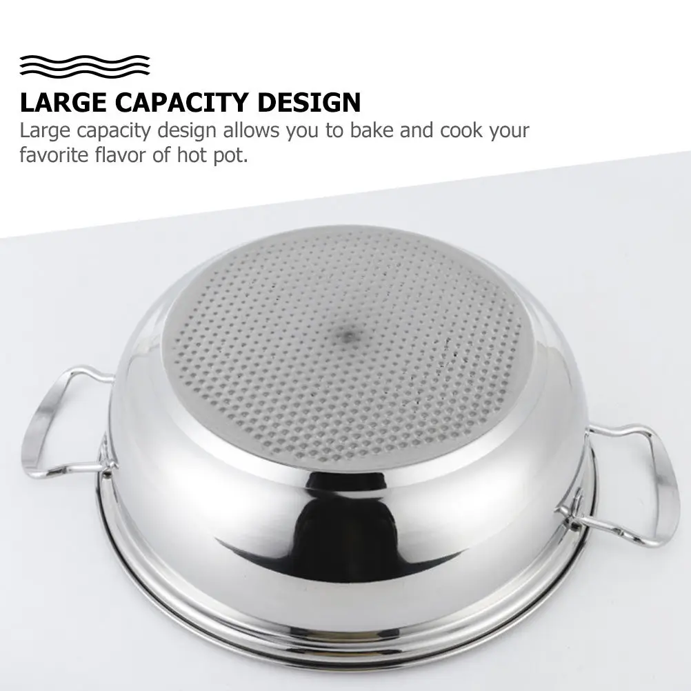 

1 шт. Кастрюля из нержавеющей стали с гладкой поверхностью, легко моющаяся, для послеобеденного чая, рождественских вечеринок, тушения, с крышкой