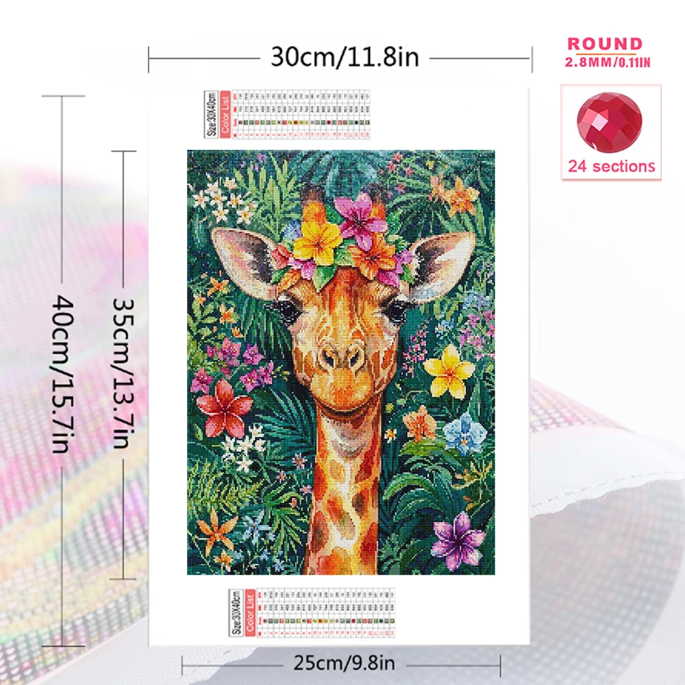 EverShine Full Square Round Diamond Painting Giraffe Animal DIY Suitable for Beginners Diamond Mosaic Flower Handmade Gift - view 2