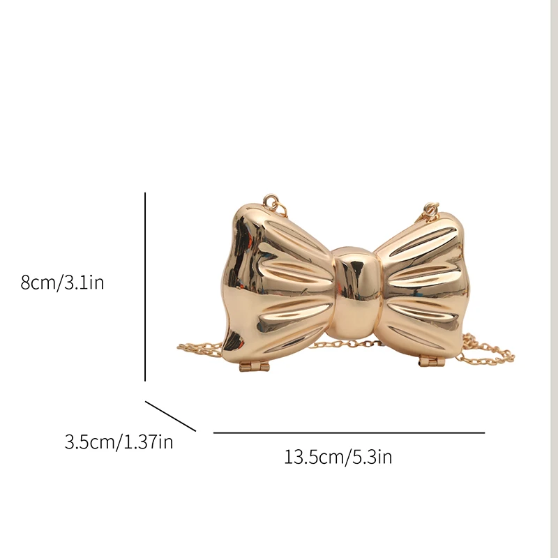 Bow Bag Female Luxury Evening Party Clutch Mini Bags Coin Purse New in Women\'s Shoulder Walllet Sling Satchel with Gold Chain