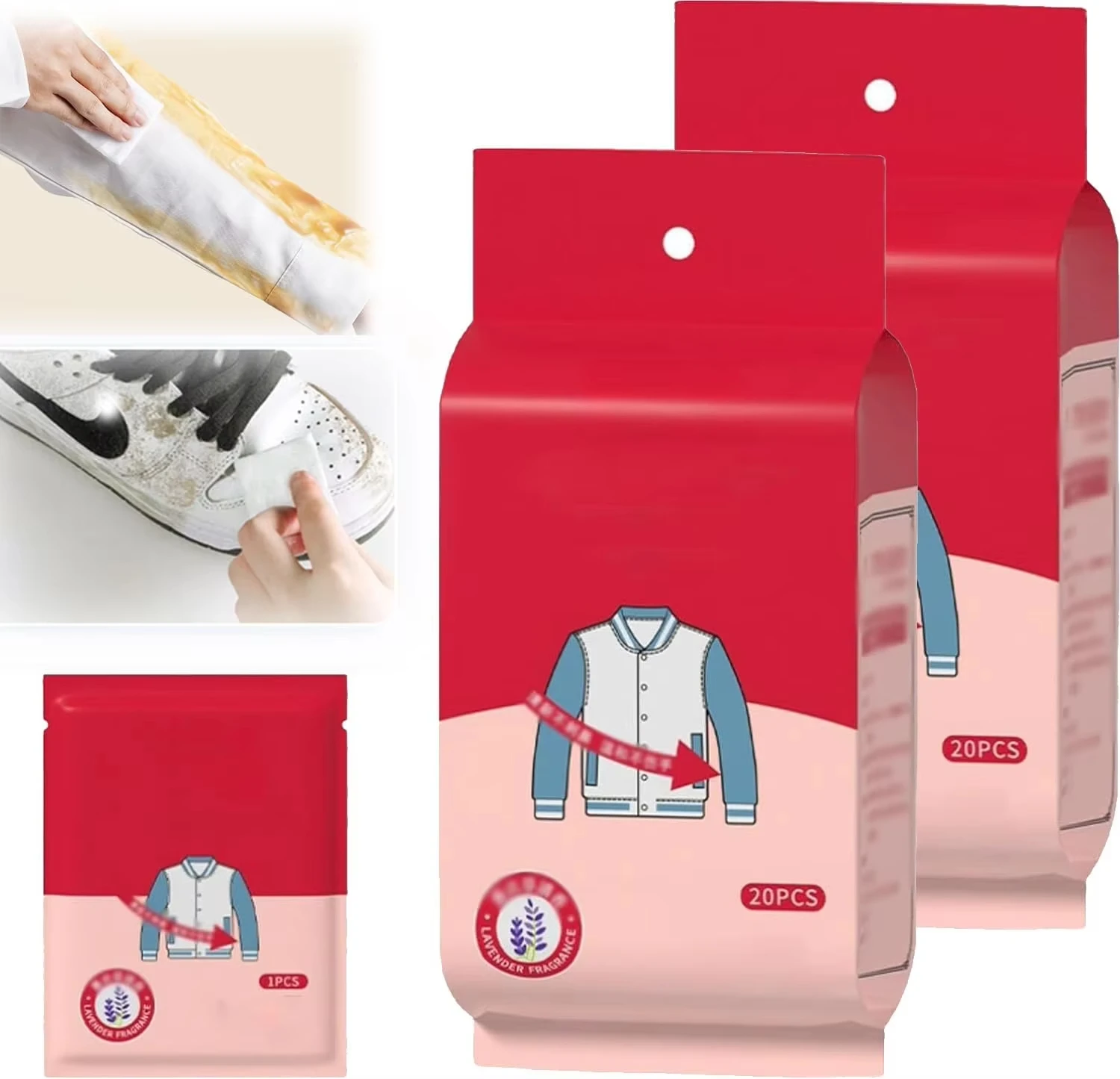 1 Pack/20pcs Emergency Without Washing Independent Packaging for Clothes Shoes Stain Removal Wipes Portable Stain Removal Wipes
