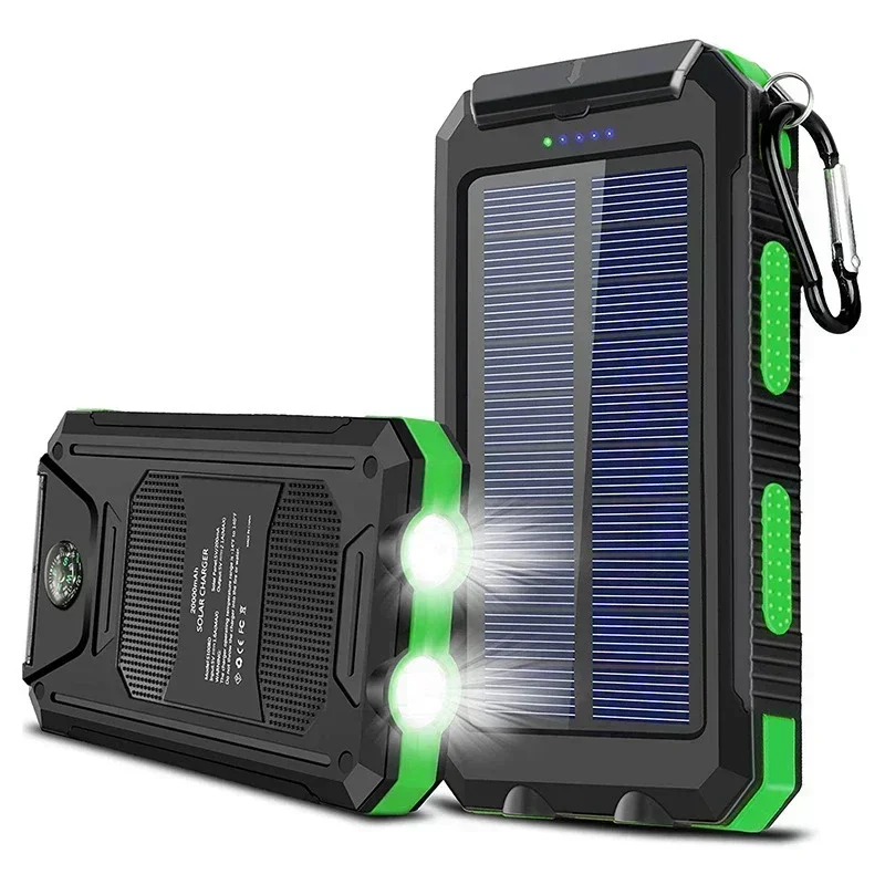 Xiaomi 20000mAh Solar Power Bank with Compass Carabiner Outdoor Camping External Backup Battery USB Mobile Portable Charger