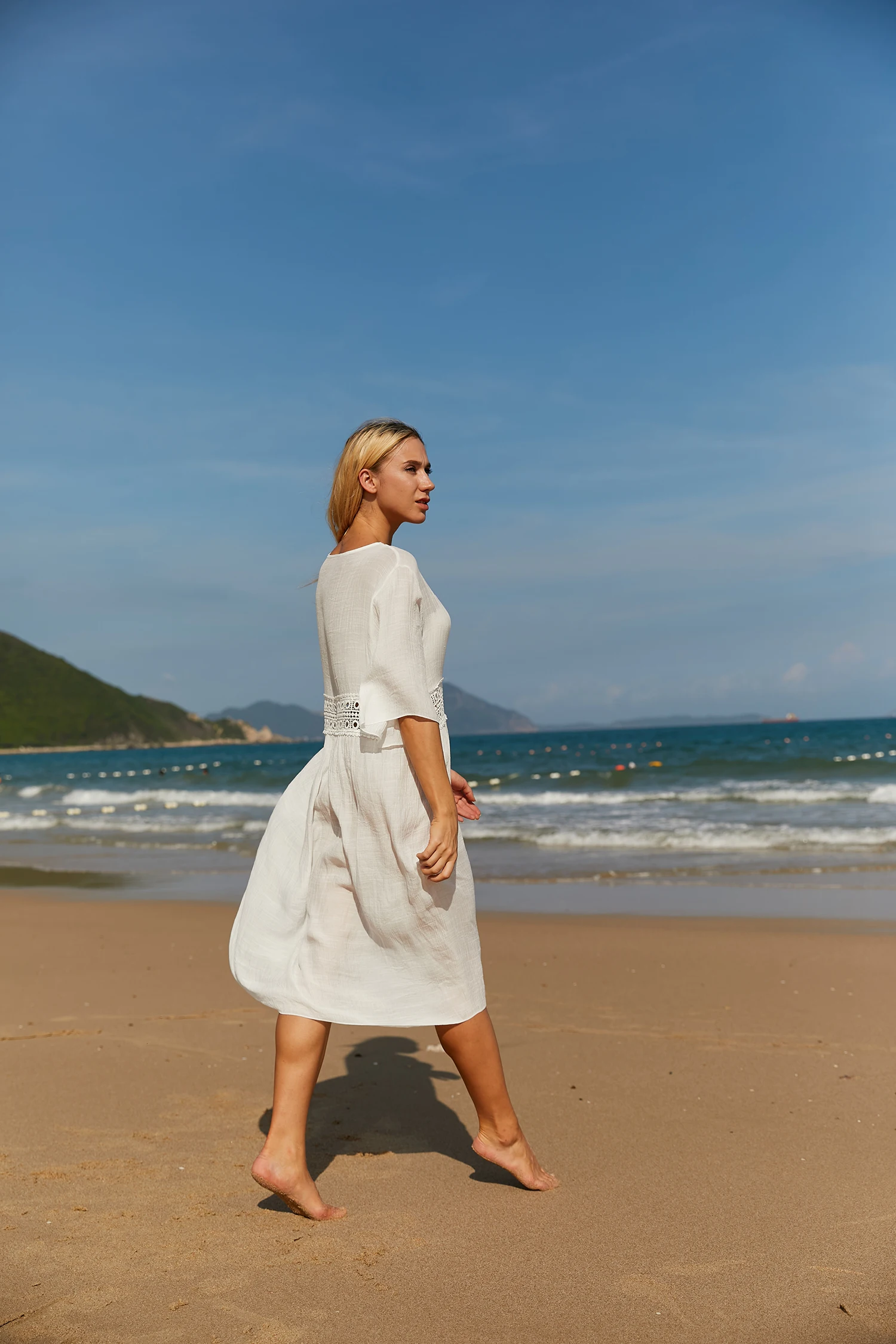 Longo kimono bikini cover ups sexy feminino oco pescoço cintura nadar praia vestido cardigan rendas beachwear