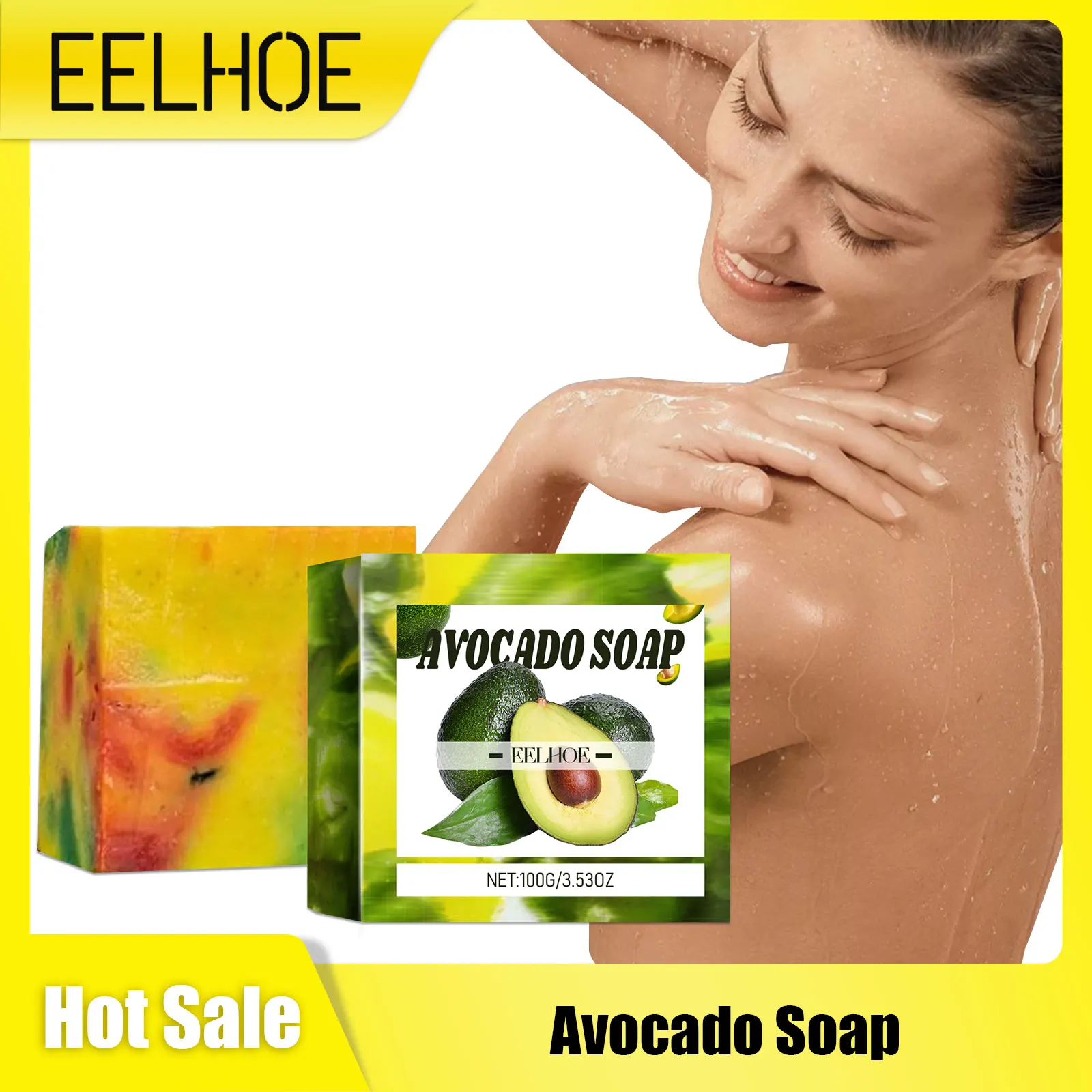 Avocado Handmade Soap Bar Refreshing Fragrance Oil Control Tender Skin Glow Smooth Skin Moisturizing Anti Dryness Bath Soap Bar