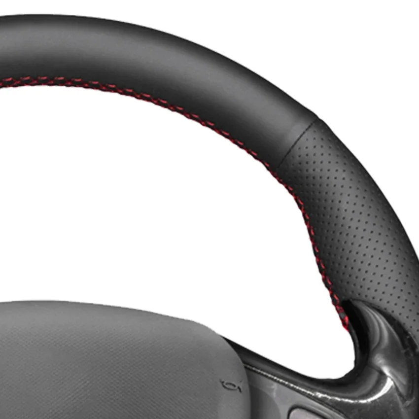 Black Faux Leather Car Steering Wheel Cover for Renault Clio 4 2012-2016 Captur 2013-2016 Samsung QM3 2013-2015
