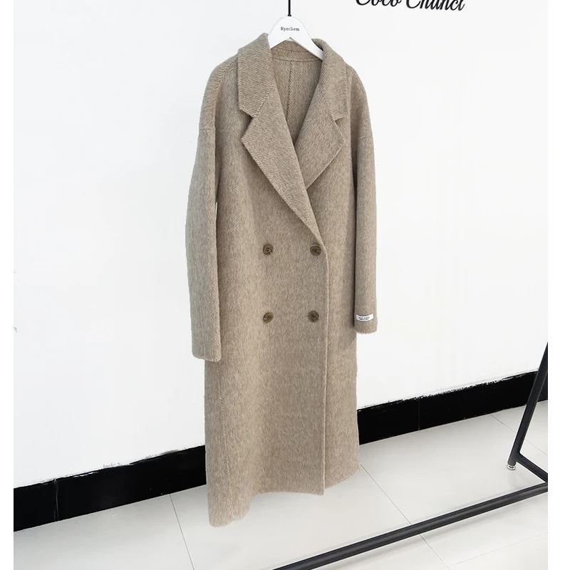 2024 Women Autumn Wool Coats Drouble Face Woolen Long Coats Women Elegant Cashmere Coat Veste Femme Tops New