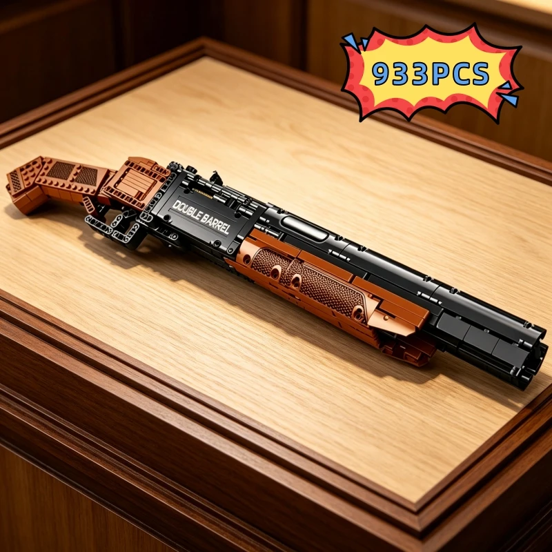 

933pcs Double Barrel Shotgun Model Building Blocks DIY Assembly Toy Christmas Gift Boy Adult Birthday Gift