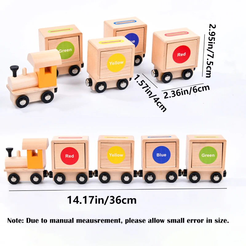 Wooden Magnetic Train Set, Early Educational Toys For Kids, Color And Shape Sorting Game, Fine Motor Skills Development Toy