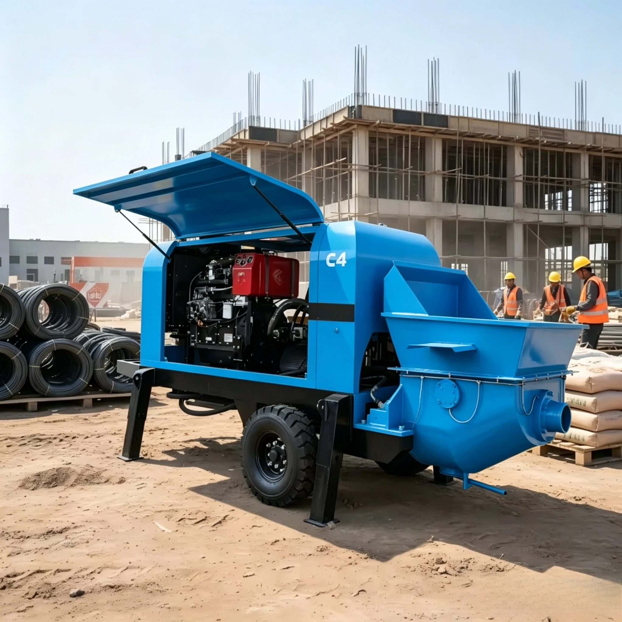 Pompe à béton diesel personnalisable pour le transfert de ciment et de mortier, machines de construction, mini-pompe à béton