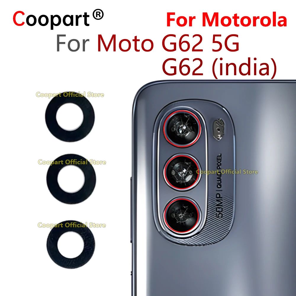 New Coopart Back Rear Camera Lens Glass Cover For Motorola Moto G62 5G india With Adhesive Sticker Repair Parts