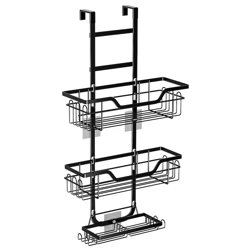 Bathroom and Kitchen Spice Organizer Triple Metal Hook Door Storage Rack