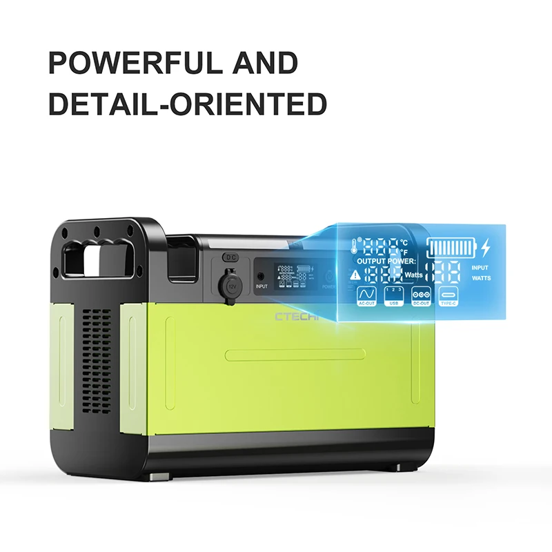 1500 watt electric portable UPS lithium power station solar generator LiFePo4 battery home camping backup power supply