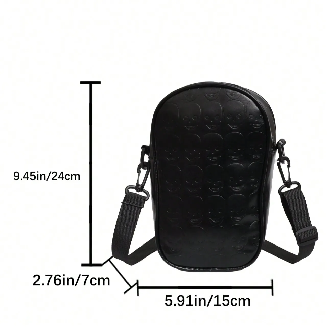 Unique Design Men Skull Graphic Messenger Bag, Crossbody Bag For Commute, Street Fashion Shoulder Bag, Lightweight Phone Pouch