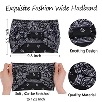 3 Pack Wide Headbands for Women Paisley Twist Hair Bands Stretchy Cross Head Turban Bandana Valentine's Day Non Slip Exercise Hair Wraps Accessories - Image 3