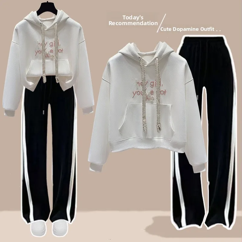 New Casual Sports Set for Middle And High School Girls 2026 Autumn Collection College Style Two-Piece Suit Letter Print Hoodie