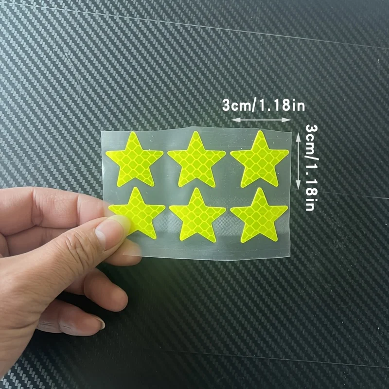 24PCS/Sheet Star-Shaped Reflective Motorcycle Stickers Waterproof for Helmet Scooter Side Panels Drive Safe Warning Vinyl Decals