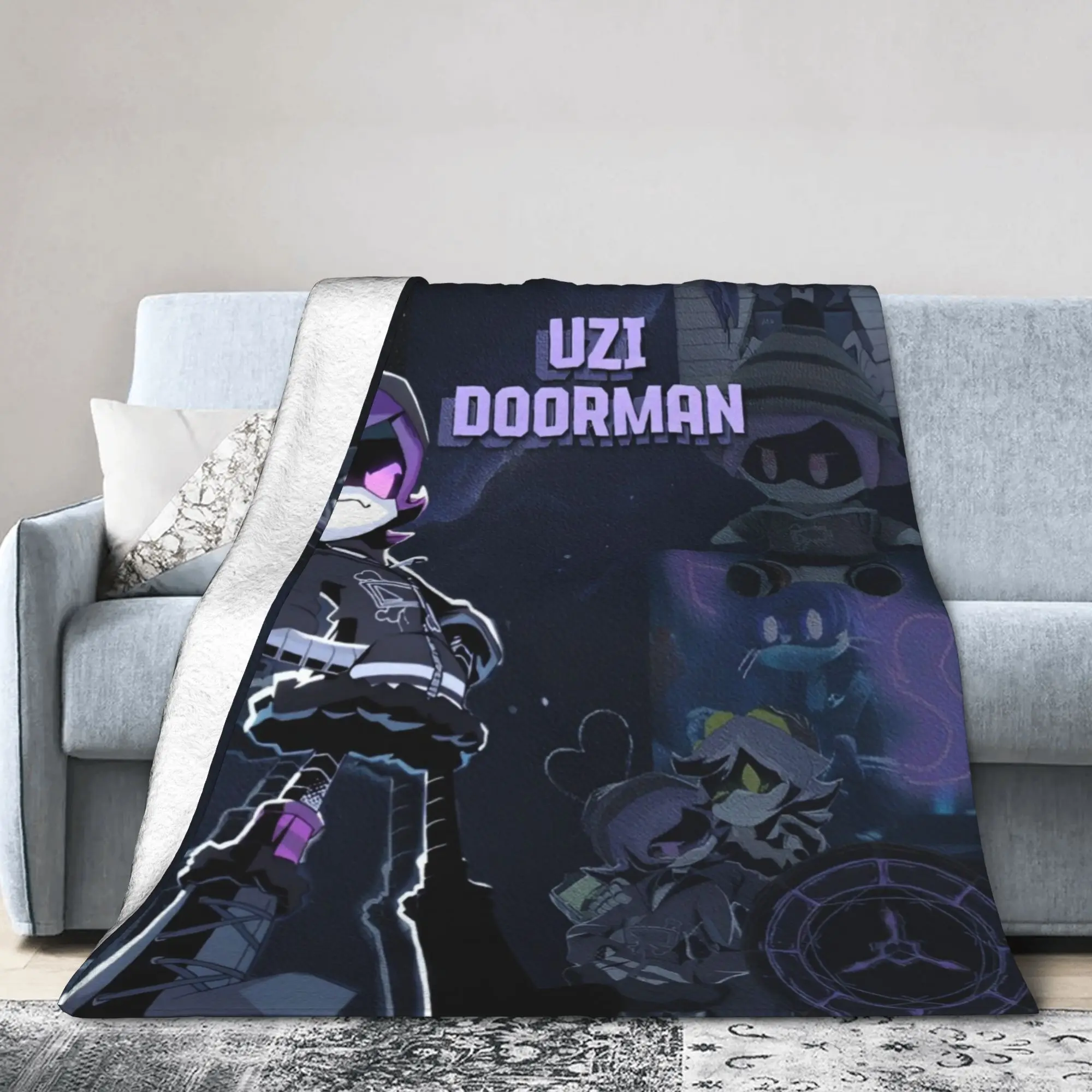 Murder Drones  Blanket Flannel Uzi Doorman Purple Breathable Super Soft Throw Blanket for Bedding Couch Plush Thin Quilt