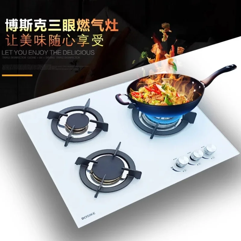 

Трехгорелая газовая плита из нержавеющей стали, встроенная бытовая газовая плита с тремя конфорками в европейском стиле, квадратная плита на природном газе
