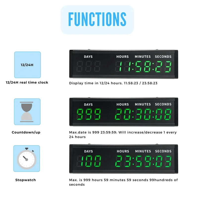 

【Favorite!】Large Display Digital Countdown Clock, LED Large Display Count Up/Count Down Timer,For Christmas Retirement Birthday