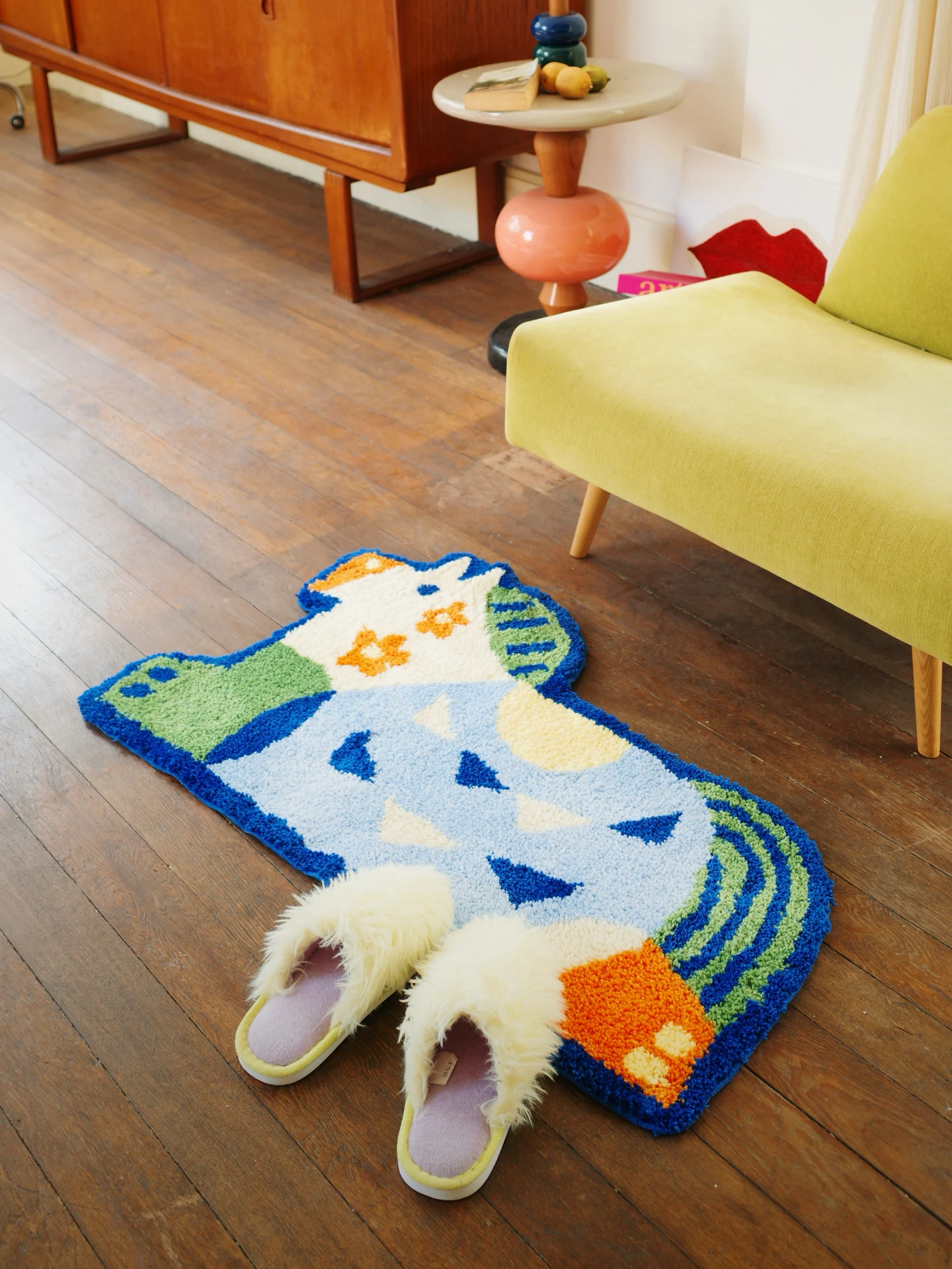 Uody New Year's Cute Cartoon Shaped Carpet Decorative Bathroom Mat Children's Room Living Room Decor Polyester Surface
