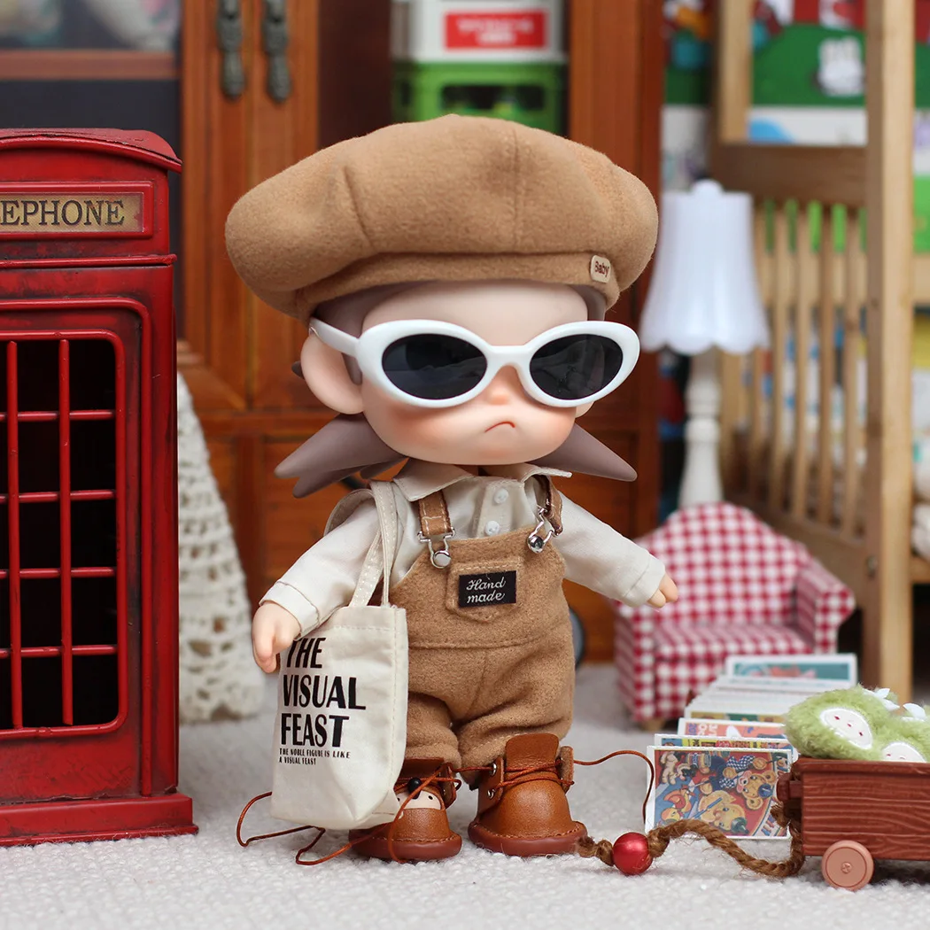 

Brown Zsiga Doll Clothes Beret Hat 20cm 1/8 Fashion Plush Outfit Set Pink Knit Top Furry Vest Skirt Mini Bag Sportswear Dress Up