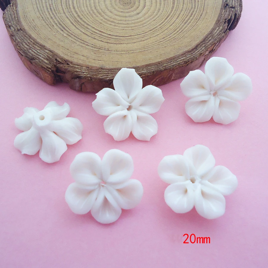 10Pcs/lot Exquisite White Soft Ceramics Flower Charms for Earrings Hair Accessories DIY Pendant Loose Materials Jewelry Making