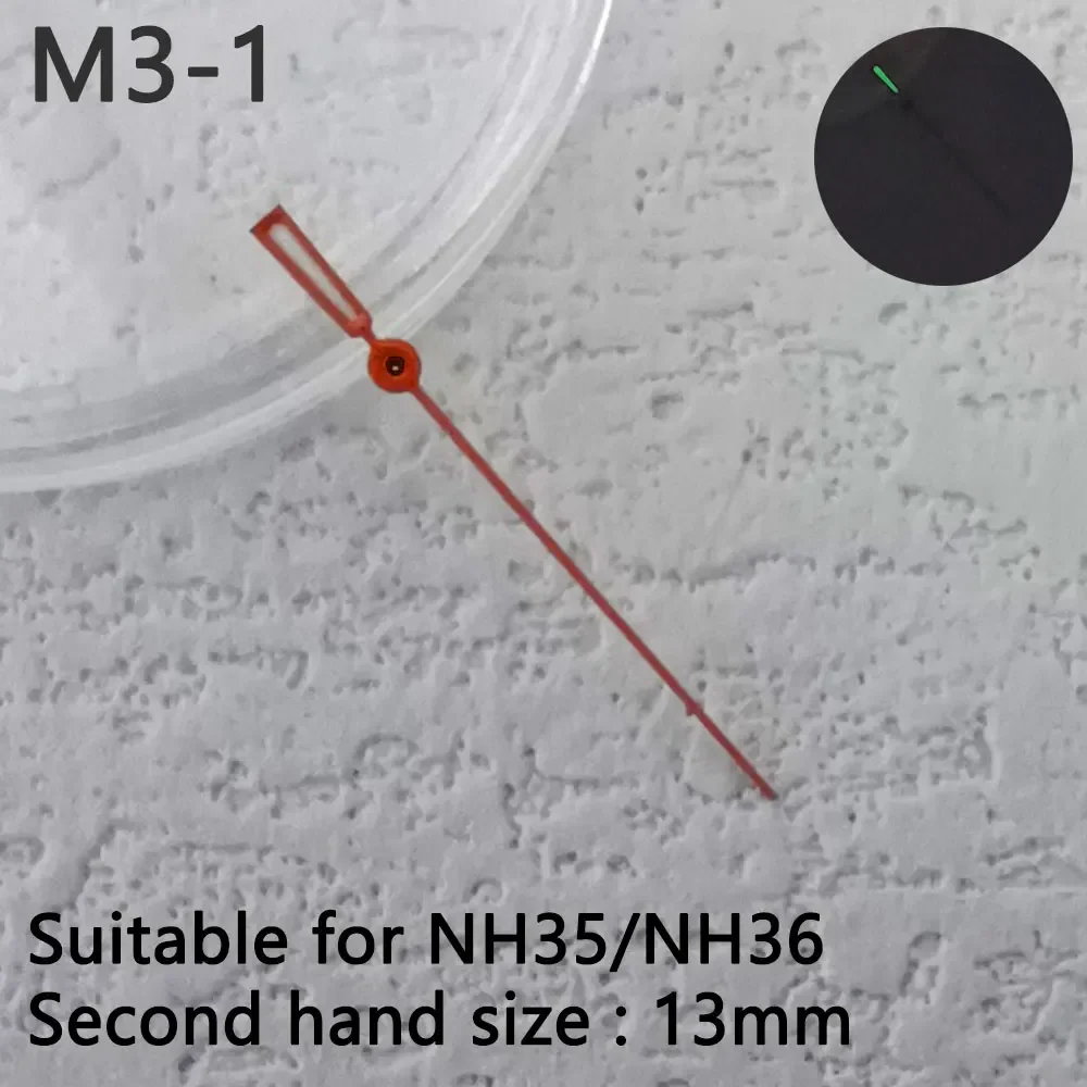 อะไหล่นาฬิกา13มม. เข็มเรืองแสงสีเขียวสำหรับ NH35/NH36ชิ้นส่วนอะไหล่นาฬิกาสำหรับการเคลื่อนไหว