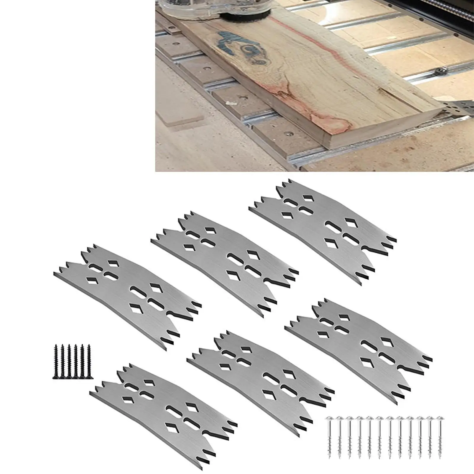 Set di 6 morsetti limite per la lavorazione del legno Morsetto di fissaggio per tavola di legno per mulino per appiattire lastre Posizionamento accurato in acciaio inossidabile