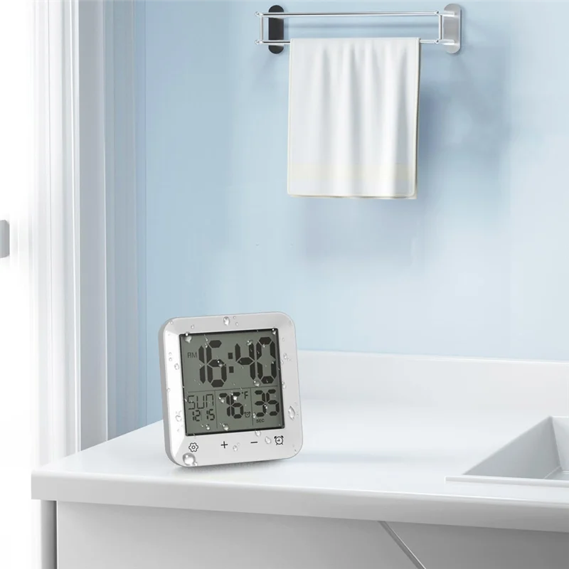ABRE-Shower Clock Digital Waterproof, Bathroom Wall Timer With Touch Screen, Temperature Measurement, For Kids And Adults