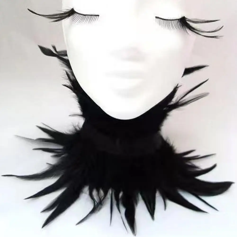 2025 Sexy Lace Stitching Women Neck Sleeve Faux Feather Fake Collar Punk Party Cosplay False Scarf Fashion Accessories