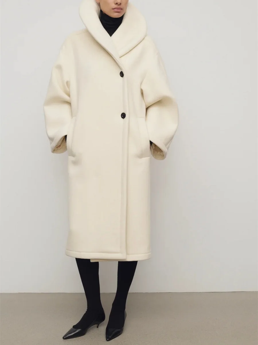 

Женское зимнее шерстяное пальто 2025 года, шерстяная ткань, однобортное, с высоким воротником, женская верхняя одежда, новый модный топ-куртка Y2K, бюстгальтер