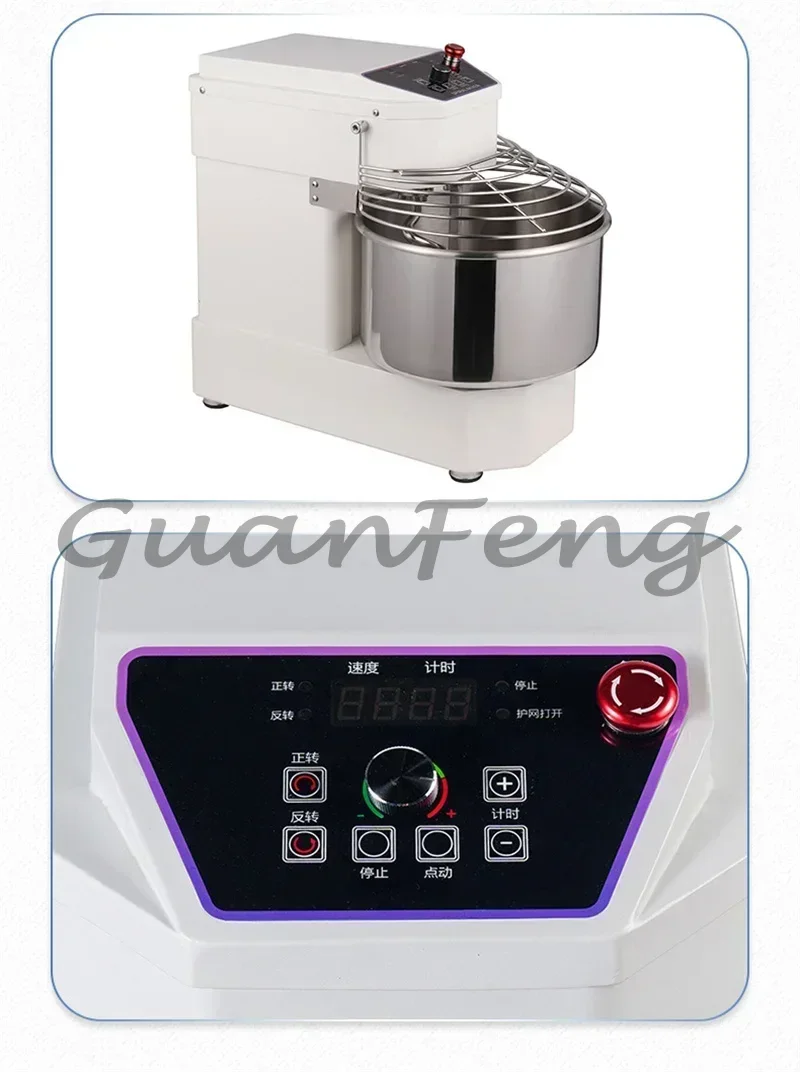 10L Spiral Dough Mixer, Touch Screen Commercial Flour Kneading Machine Easy Operation