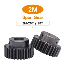 Worm Gear 2M-26T/28T Bore Size 8/10/12/14/15/18/19/20 mm Gear Wheel Blackening SC45#Carbon Steel Material Teeth Height 20mm