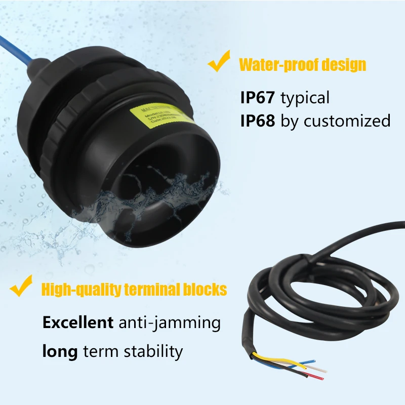 Ultrasonic Type Optional 5~ 15m 420ma 10-30 VDC 100mA Supply Seawater Level Sensor