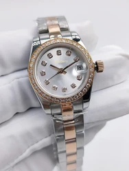 Luxury Women's Watch Featuring 26mm Case & Diamond Bezel - Complete with Mechanical Movement, Calendar Window, & Scratch-Resista