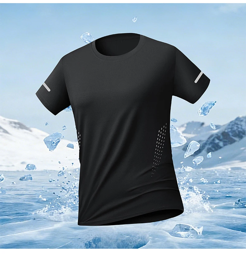 Sommer-Kurzarm-T-Shirt für Herren und Damen, dünnes, atmungsaktives, schnelltrocknendes Sport- und Freizeit-T-Shirt aus Eisseide – Detail 13