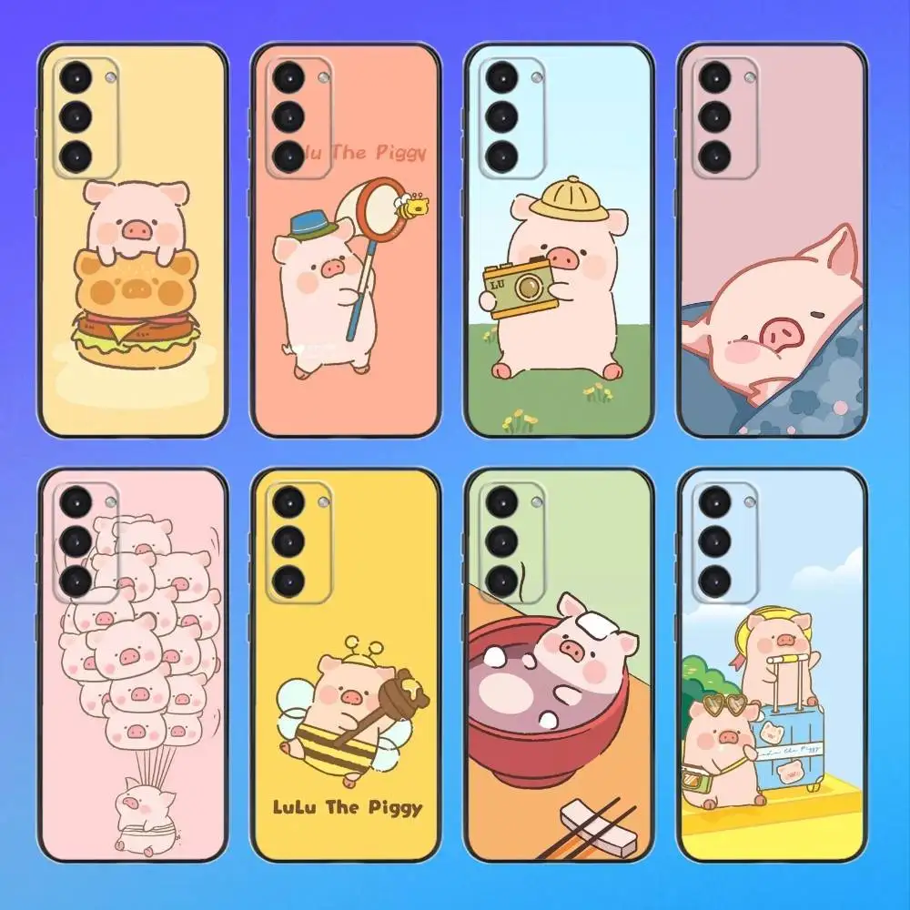 

C-Cartoon L-LuLu Pig Phone Case For Samsung A73,A72,A71,A70,A53,A52,A51 Black Soft Case