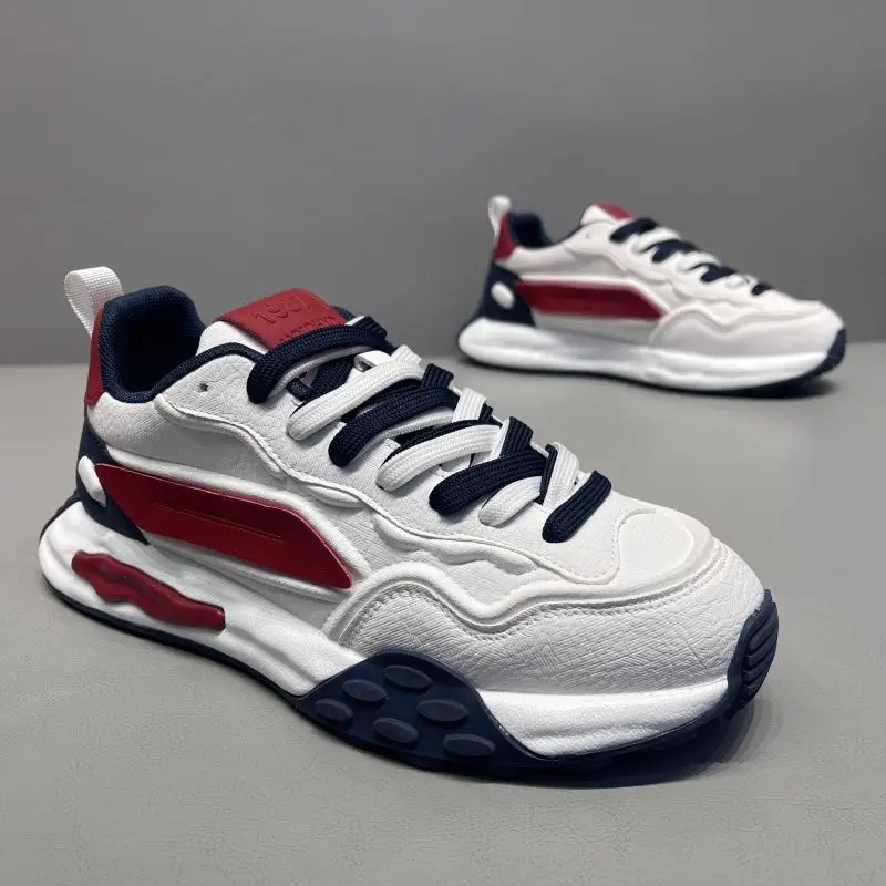 Flat Bottom Heightening Male Footwear 2025 Autumn New Men's Casual Shoes  Comfortable Breathable Sneakers Fashion Wear-resistant