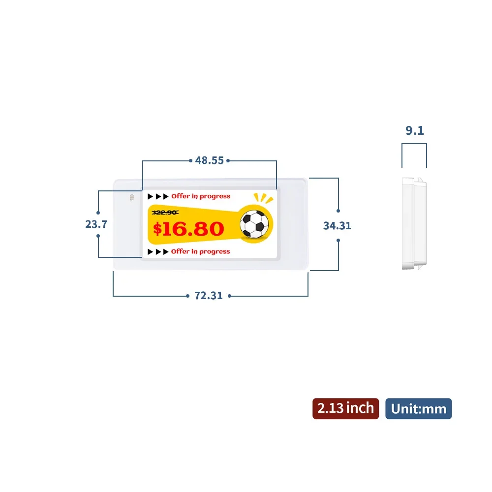 선반 가격표를 위한 스마트 전자 종이 전자 잉크 디스플레이 4개의 다채로운 Esl 2.13 인치