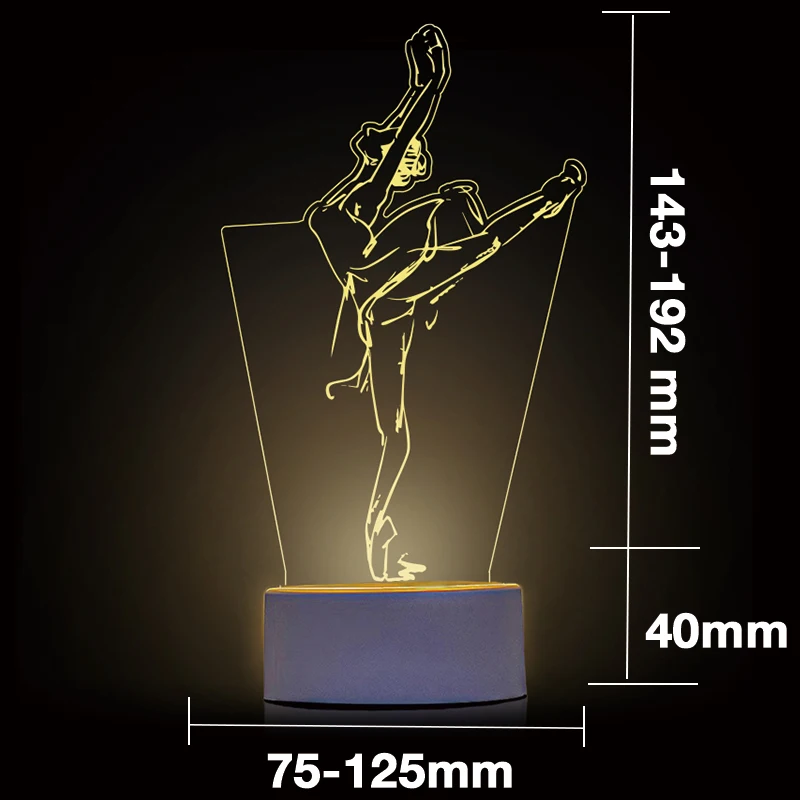 3D 비주얼 LED 야간 조명, 흰색 베이스 야간 조명, 가정용 침대 옆 램프, 아크릴 방 장식, LED 책상 램프, 95mm