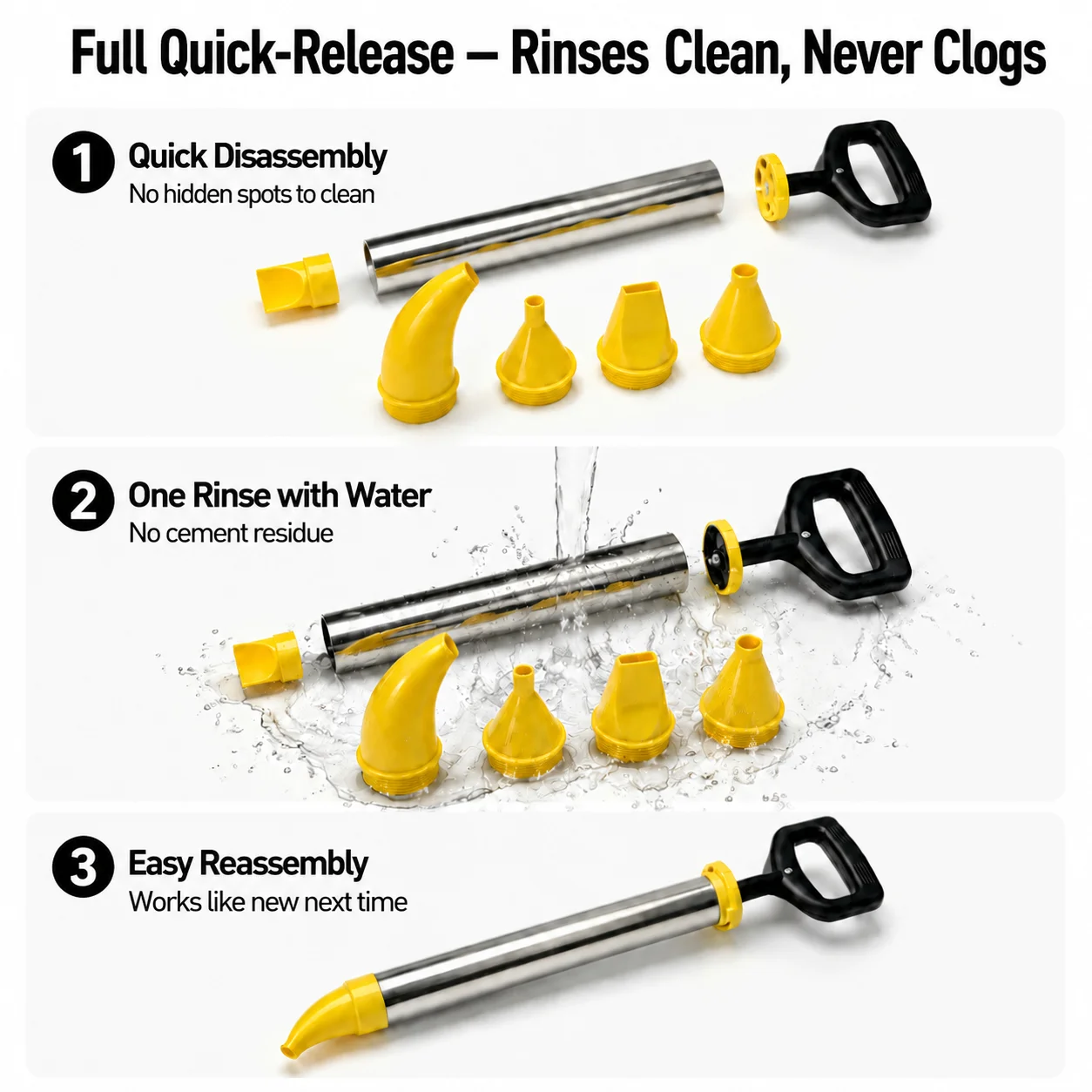 Grout Filling Gun with 4 Nozzles, Manual Mortar Applicator Tool, Cement Grouting Pump, Caulking Gun for Tile Joints, Concrete Re