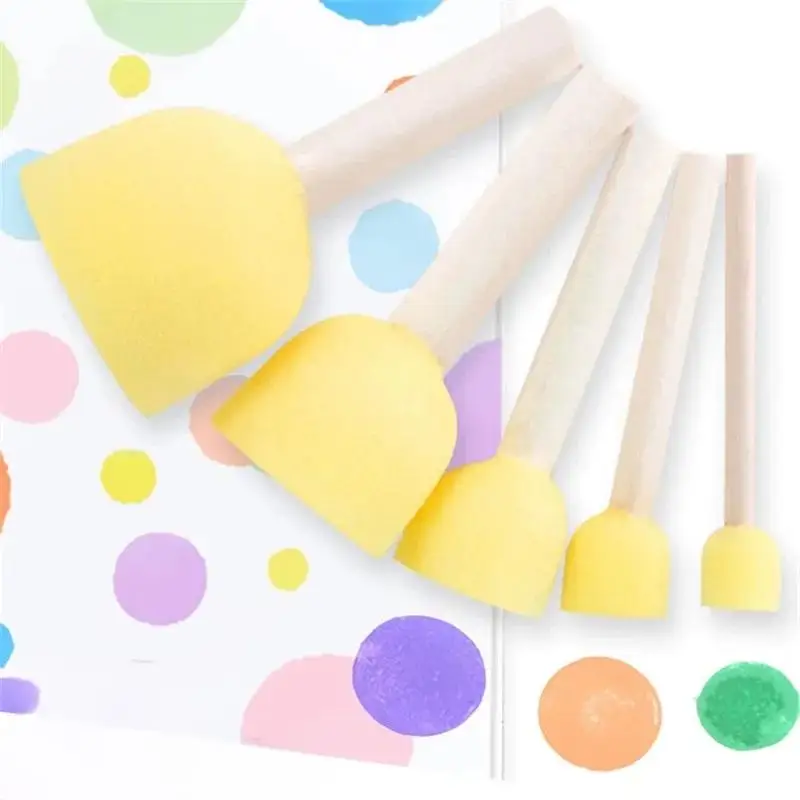 Set di pittura con pennelli circolari in spugna da 5 pezzi, tampone in spugna per pittura, strumenti di pittura, strumenti creativi per progetti artistici fai-da-te