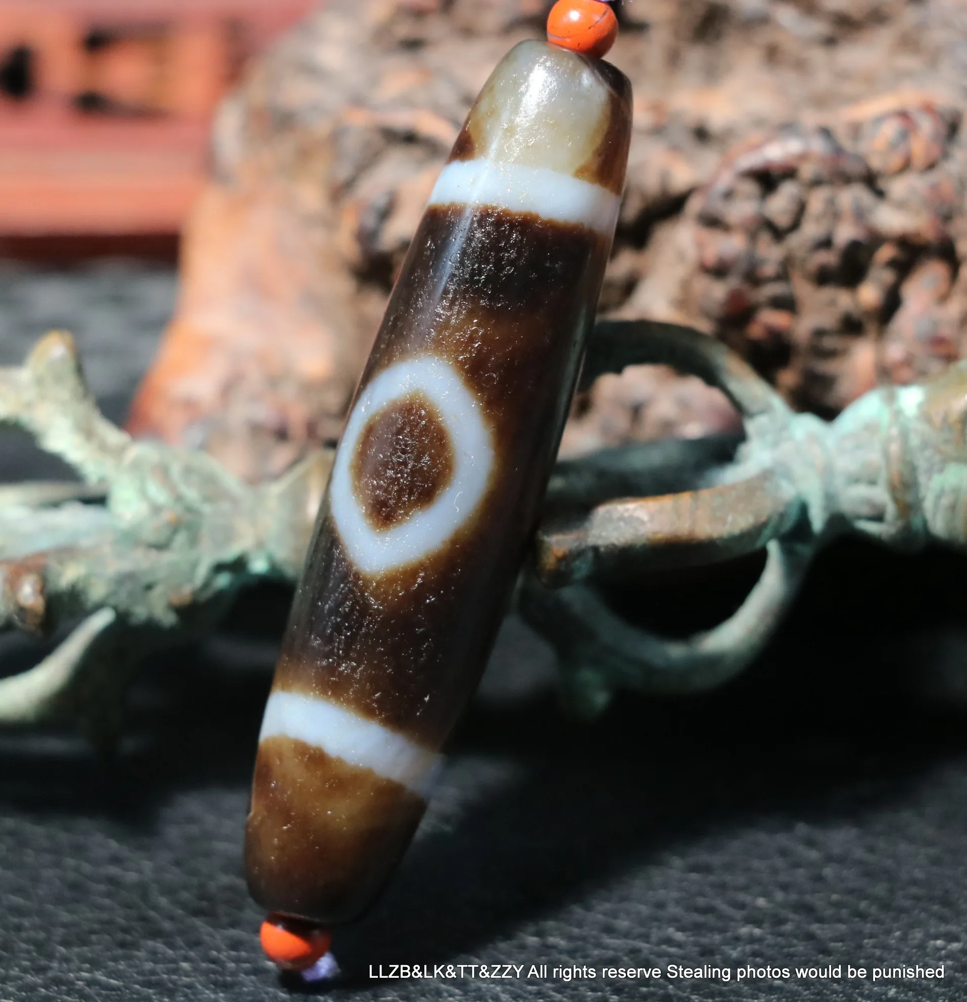 

AL Treasure Magic Power Tibetan old Agate 2 Buddha Eye 2 Line Love dZi Bead Amulet Pendant Talisman Timestown UPD230205a2