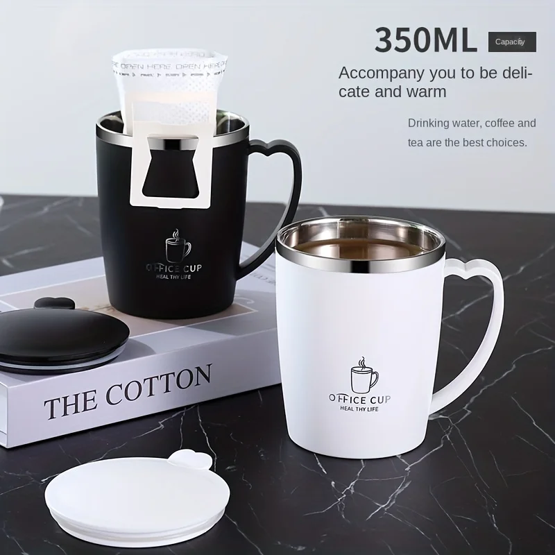 Stainless Steel Mug with Lid, Suitable for Office, Water Cup, Portable Coffee Cup, Suitable for Home and Travel Use, 2024