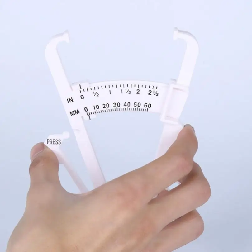 White Plastic Handheld Skin Fat Test Instrument for Men / Women, Personal Body Fat Caliper Measuring Tools