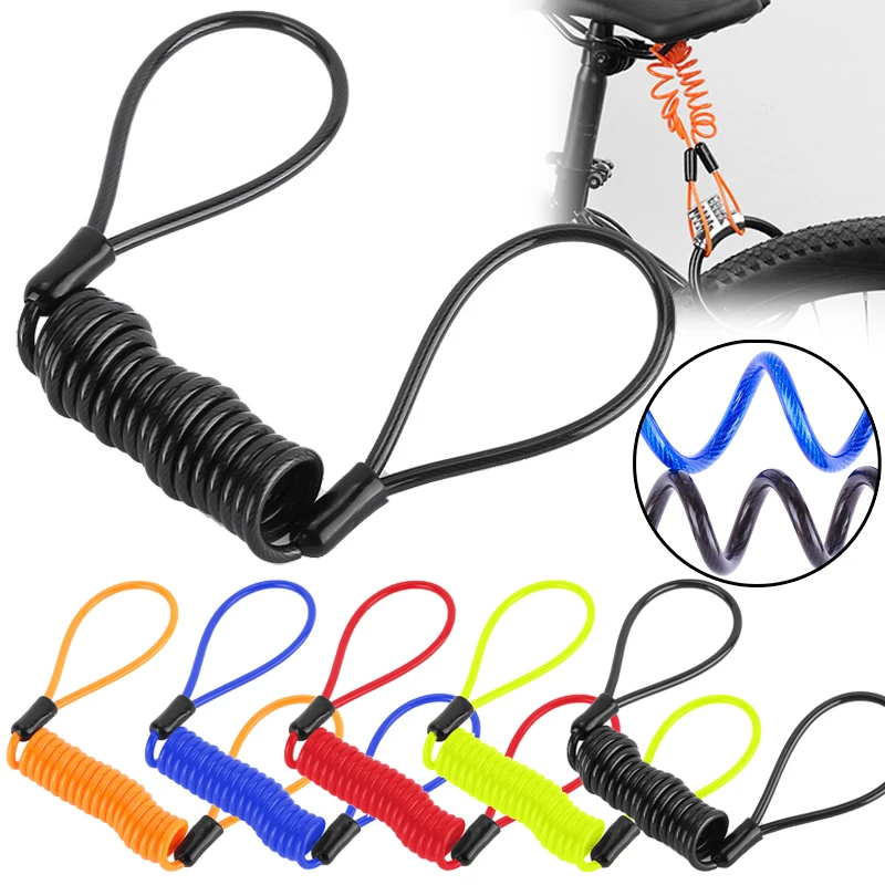 120CM Motorcycle Brake Disc Lock Scooter Reminder Cable Bicycle Spring Rope Bag Anti-Theft Cable Alarm Disc Locks Protection