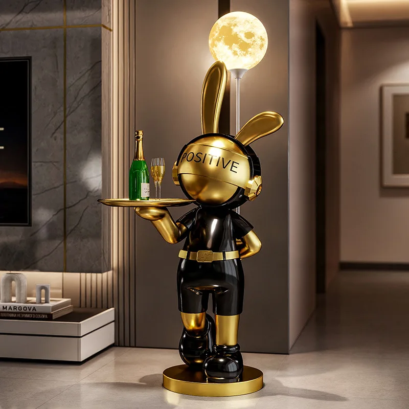 Luxury Figurines Large Cartoon Rabbit Decoration Modern Sofa Beside Art Figurines Creative Aesthetic Living Room Home Decor